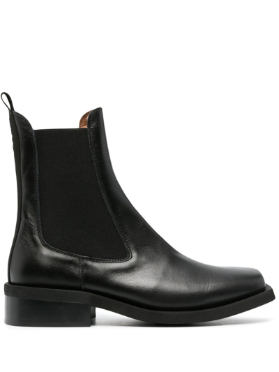 GANNI｜BOOTS (CHELSEA BOOTS (S2174 099)) Ganni cleated mid Chelsea boots black patent leather | Pipe