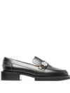 GANNI CRYSTAL-BUTTON LEATHER LOAFERS