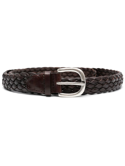 Orciani Woven Leather Belt In Brown