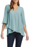 Karen Kane Asymmetrical Crepe Top In Jade