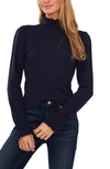 Cece Ruffle Mock Neck Sweater In Classic Navy