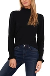 Cece Ruffle Sweater In Rich Black