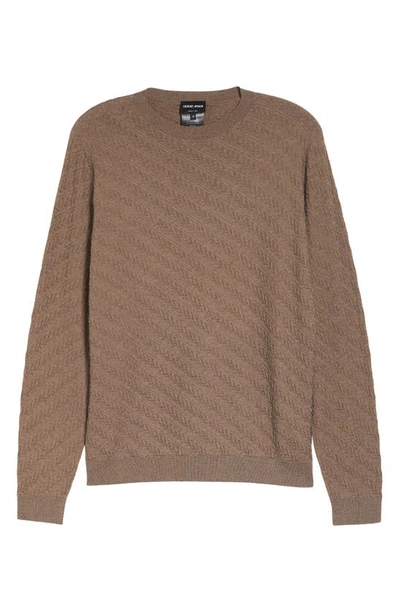 Giorgio Armani Textured Cotton, Cashmere & Silk Crewneck Sweater In Solid Medium Gree