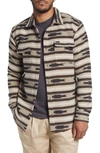 Rvca Blanket Stripe Button-up Overshirt In Khaki