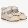 CHILDREN'S CLASSICS GIRLS IVORY LEATHER BOW SHOES