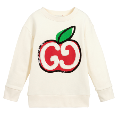 Gucci Kids' Girls Ivory Apple Logo Sweatshirt In White