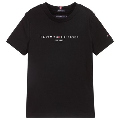 Tommy Hilfiger Kids' Boys Black Cotton Logo T-shirt