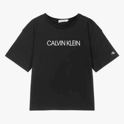 Calvin Klein Jeans Est.1978 Teen Girls Black Logo T-shirt