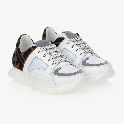 Fendi White Ff Leather Trainers