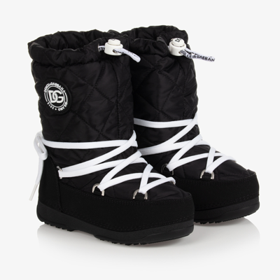 Dolce & Gabbana Teen Black Logo Snow Boots