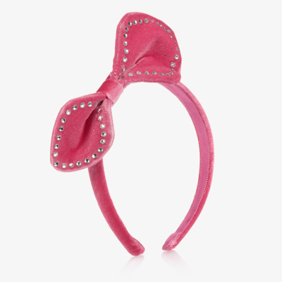 Monnalisa Kids' Girls Pink Velvet Bow Hairband