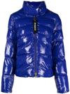 Pinko Logo Detailed Padded Hooded Jacket In Blue