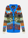 Dsquared2 Cardigan With Graphic Print In Multicolored Wool Woman D-squared2 In Multi