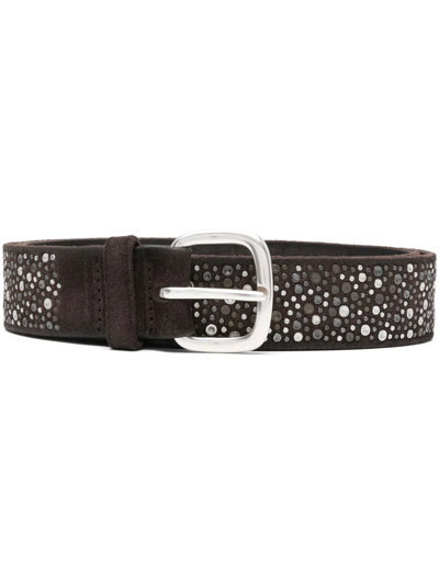 Orciani Bead-embellished Suede Belt In Brown