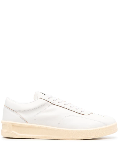 Jil Sander Lace-up Leather Trainers In White