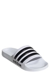 Adidas Originals Adilette Shower Mens Striped Lightweight Pool Slides In Ftwr White/core Black