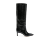 PARIS TEXAS BLACK 65 MOCK CROC LEATHER KNEE-HIGH BOOTS,PX503XCOCO18027038