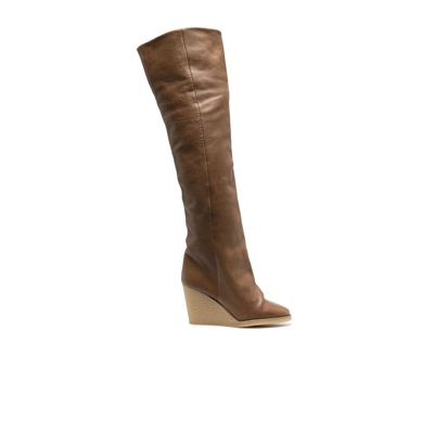 Isabel Marant Brown Tilin 90 Knee-high Wedge Leather Boots