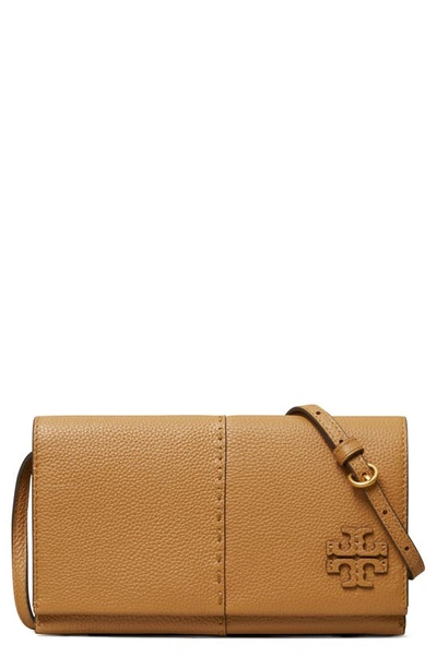 Tory Burch Mcgraw Leather Wallet Crossbody In Tiramisu