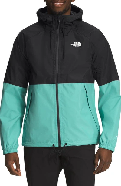 The North Face Antora Waterproof Hooded Rain Jacket In Tnf Black/ Wasabi