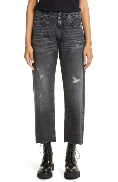 R13 Straight-leg Cropped Boyfriend Jeans In Everit Black