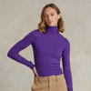 Ralph Lauren Stretch Ribbed Turtleneck In Empire Purple