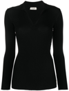 Saint Laurent Rib-knit Collared Sweater In Black