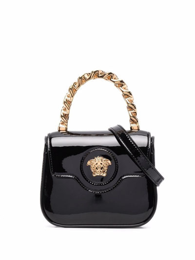 Versace Vernice Cross Body Bag In Black