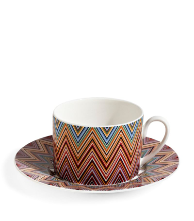 Missoni Zigzag Jarris Teacup And Saucer In Multicolour