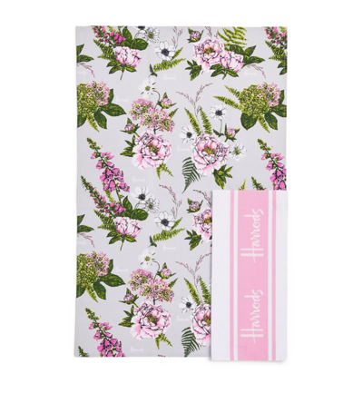 Harrods Meadow Print Tea Towel Set (set Of 2) In Pink