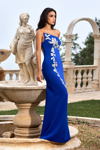 REVERIE COUTURE EMBROIDERED CREPE STRAPLESS GOWN
