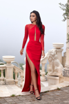 REVERIE COUTURE LACED CREPE GOWN WITH CUT-OUT