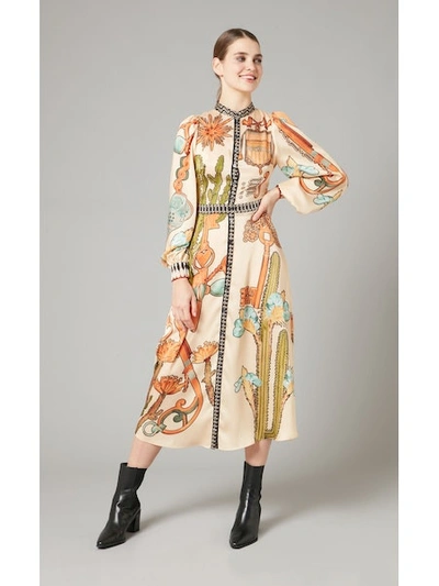 Temperley London Sand Mix Palomino Print Shirt Dress In Neutrals