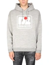 Dsquared2 Camo Patch Anorak Sweatshirt With Drawstring Hood In Grey