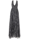 Etro Long Dress In Black Silk Chiffon With Paisley Print In Black