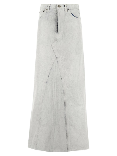 Maison Margiela White Cracked Maxi Skirt