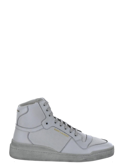 Saint Laurent Sl24 Mid-top Sneakers In Used-look Perforated