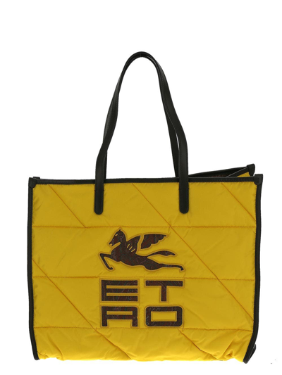 Etro Padded Tote Bag In Yellow