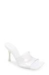 Bottega Veneta Pudding Stretch Square-toe Pvc Heeled Mules In Transparent/silver