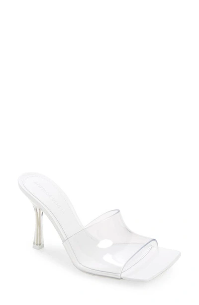 Bottega Veneta Pudding Stretch Square-toe Pvc Heeled Mules In Transparent/silver