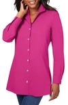 Foxcroft Cecilia Non-iron Button-up Tunic Shirt In Pink Rosato