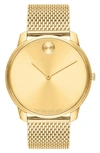 Movado Bold Mesh Stainless Steel Bracelet Watch In Gold