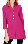 Foxcroft Pamela Stretch Button-up Tunic In Pink Rosato