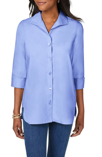 Foxcroft Pandora Non-iron Cotton Shirt In Iris Bloom