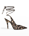 ATTICO VENUS CHEETAH ANKLE-WRAP PUMPS