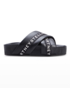 Stella Mccartney Vesta Eco Alt Logo Crisscross Sandals In Black