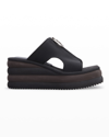 Stella Mccartney Stretch Scuba Zip Slide Sandals In Black