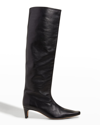 Staud Wally 50mm Knee-high Leather Boots In Black