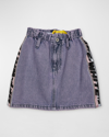 Off-white Little Girl's & Girl's Logo Band Denim Skirt In Pink Black