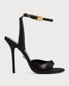 Versace Women's Safety Pin Ankle Strap High Heel Sandals In  Black